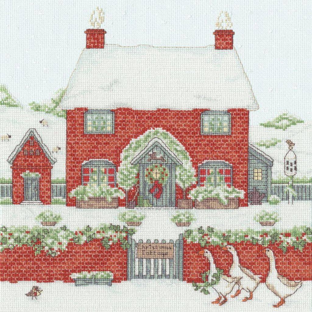 Bothy Threads Kreuzstich Set "Landgut: Weihnachtshäuschen", Zählmuster, XSS17, 26x26cm