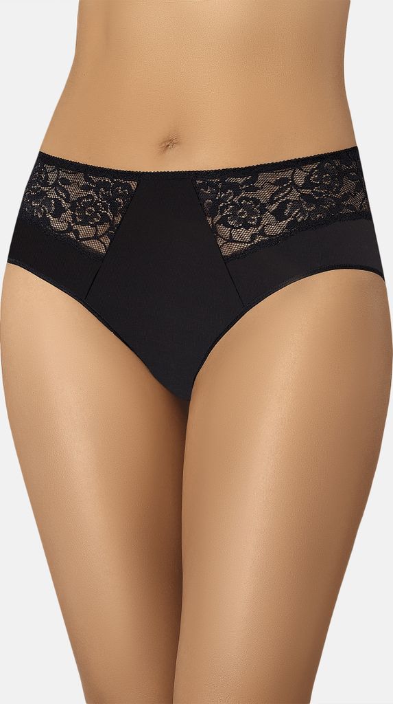 Teyli Hohe Taille Baumwollslip mit floraler Spitze Carmen Female 134 schwarz L