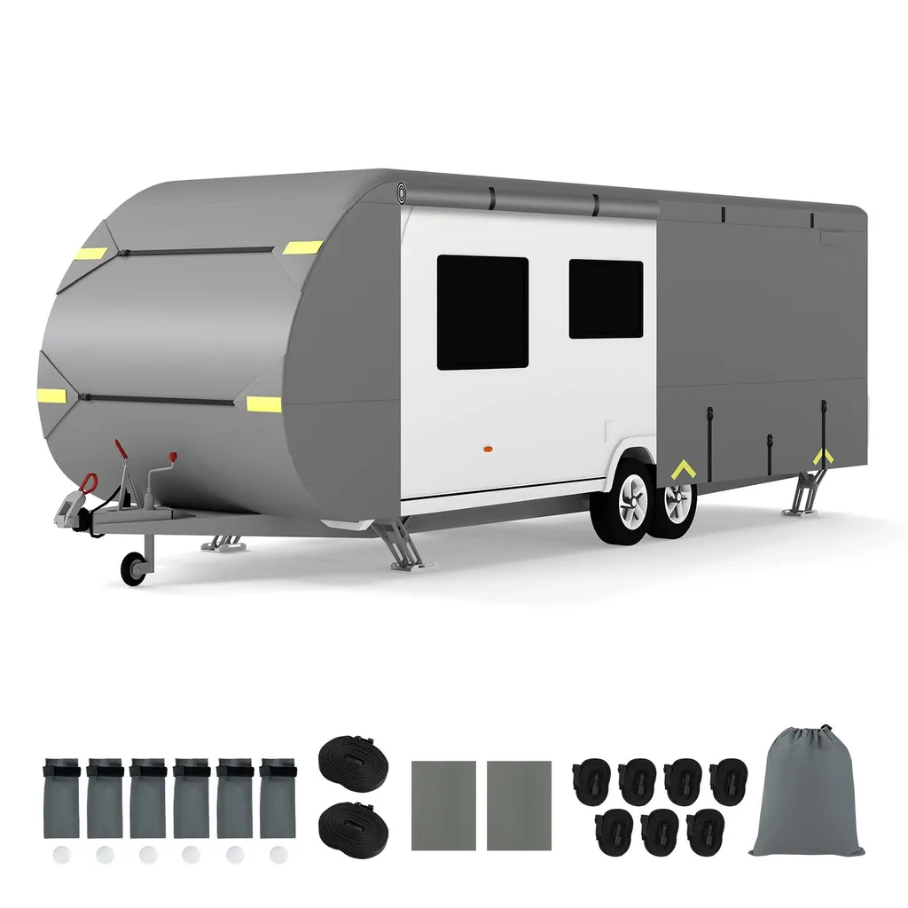 Housse pour caravane COSTWAY 493x260 cm en non-tissé gris imperméable