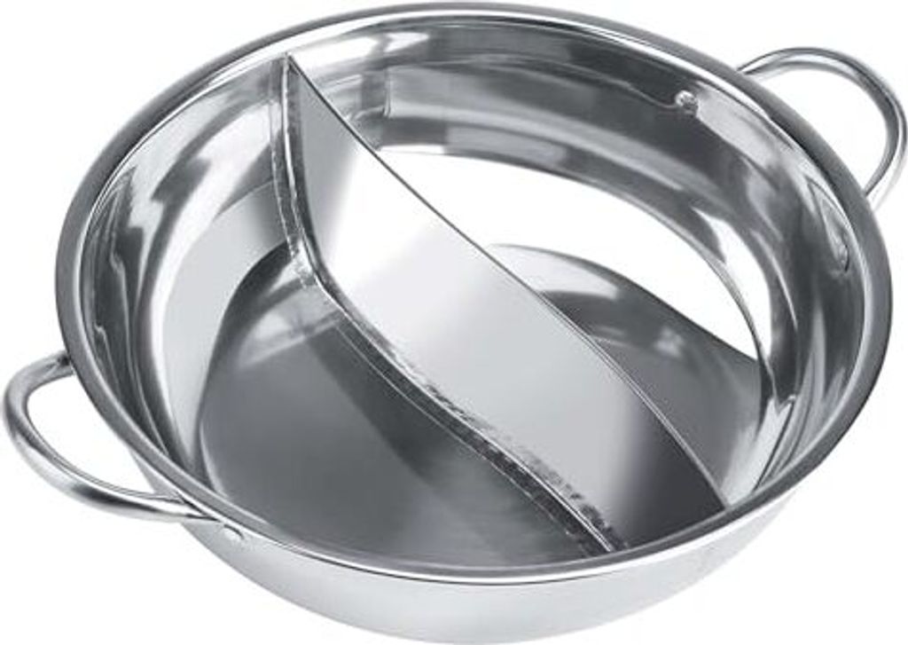 Baxnore Hotpot aus Edelstahl, Sichuan Doppelter Feuertopf für Induktions-, Gas-, Elektroherd & Ceranfeld, Chinesisches Fondue mit Hohlgriff, Leicht