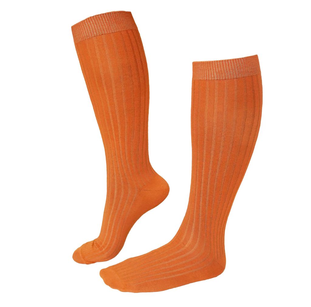 Damen Kniestrümpfe aus Baumwolle Rippe Papaya Größe 39-42