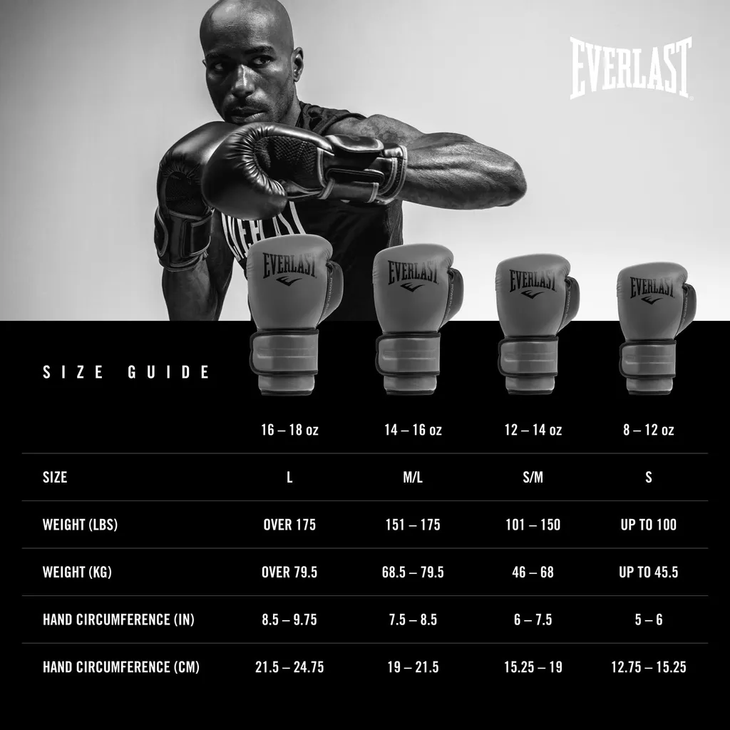 Gants de Boxe Entraînement Everlast Powerlock 2R Noir en Taille 16oz - 6