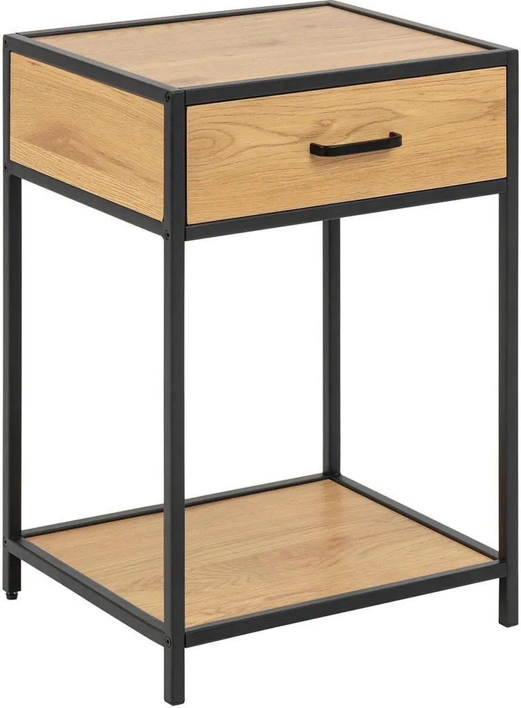 Petit meuble de nuit Carney style industriel chêne et métal 63 cm