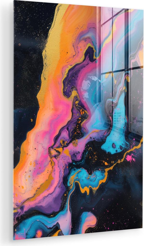 MuchoWow Glasbilder - Bilder auf Wandbild - Foto auf Glas Modern - Marmor - Orange 80x120 cm Wanddekoration aus Glas - Acrylglasbild - Acrylbilder ...