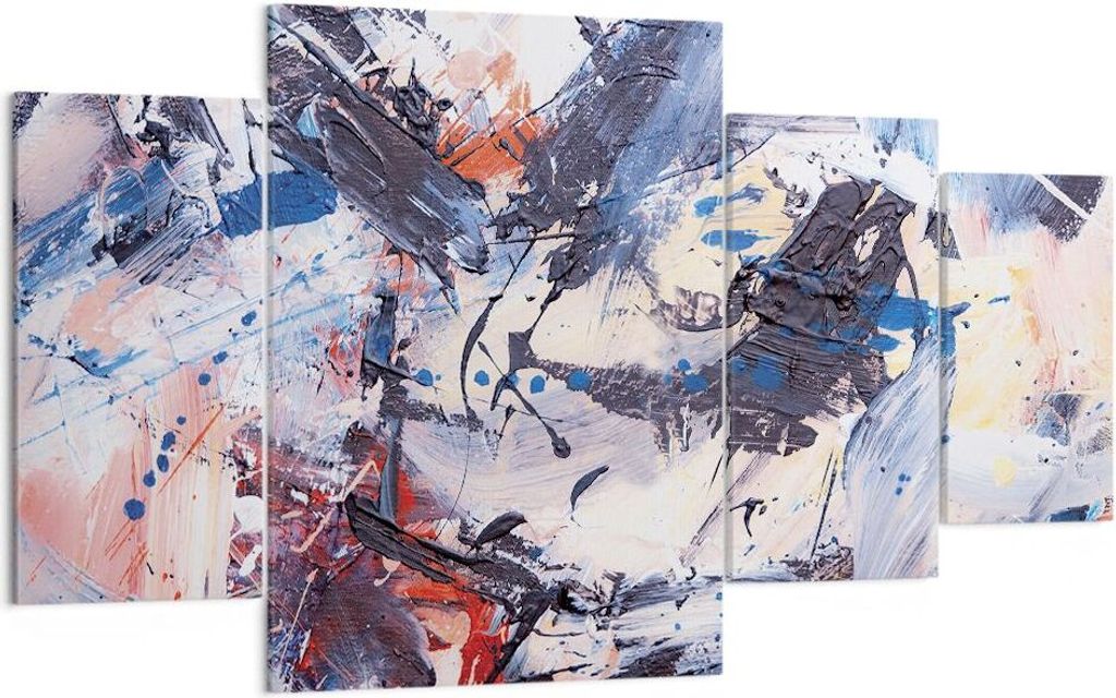Bild auf Leinwand - Leinwandbild - 4 Teile - Abstraktion verschüttet Farben - 160x90cm - Wand Bild - Wanddeko - Wandbilder - Leinwanddruck - Bilde...