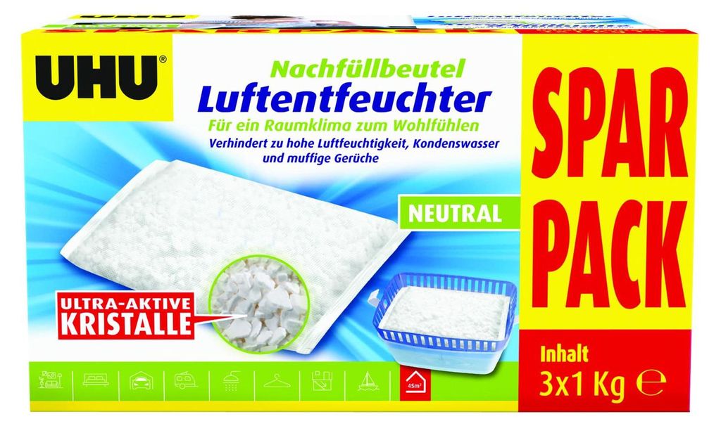UHU Luftentfeuchter Nachfüll-Beutel 3x1000g Produktbild 