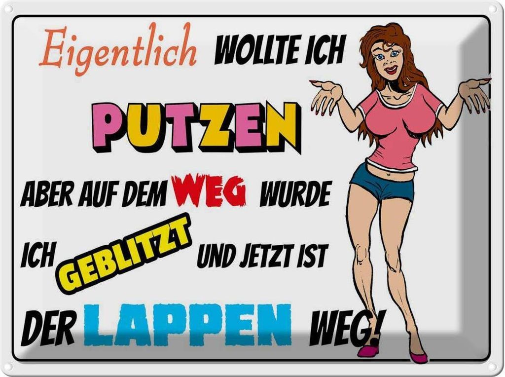 vianmo Blechschild 30x40 cm eigentlich wollte ich putzen Produktbild 