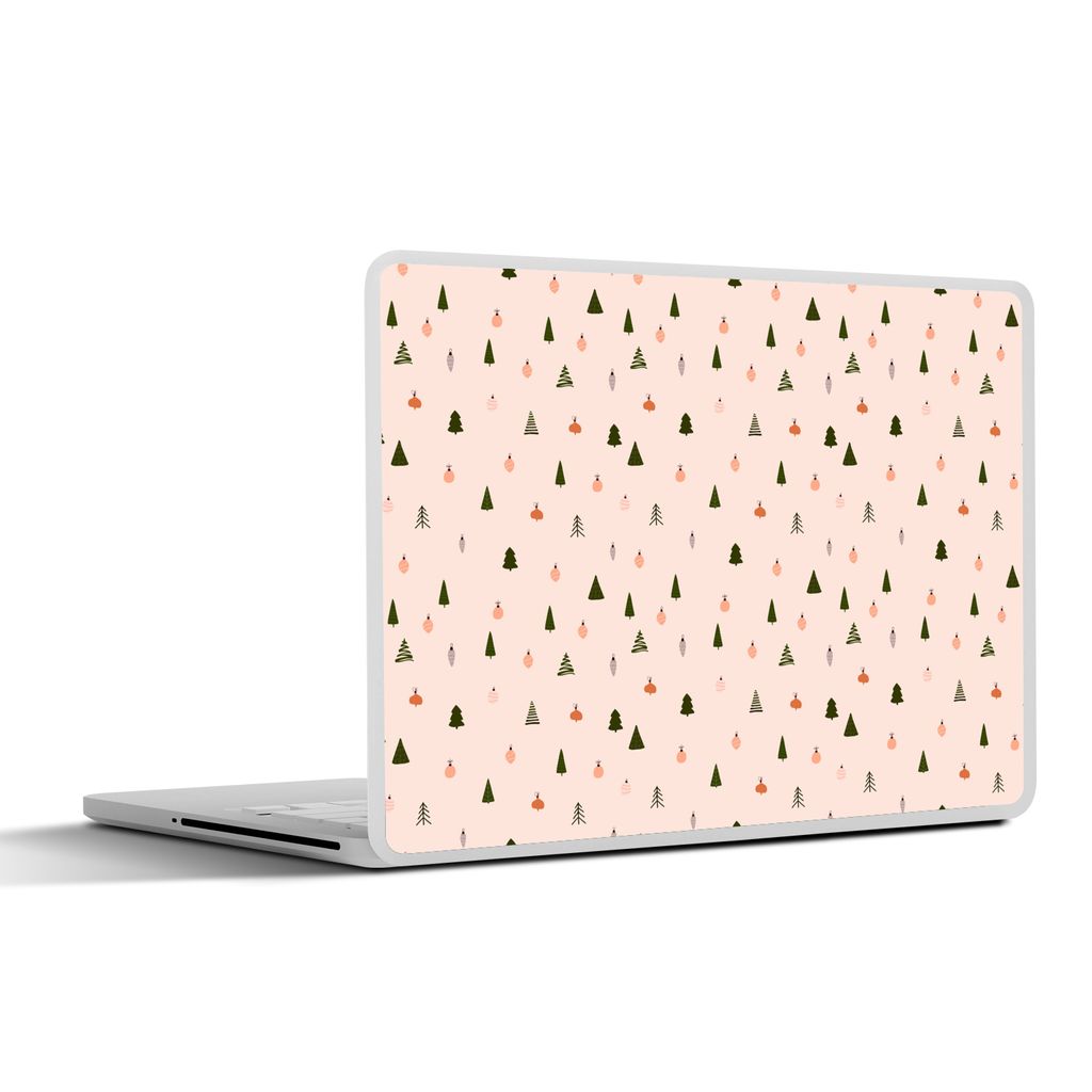 MuchoWow Laptop Aufkleber Sticker Cover Weihnachtsbäume - Weihnachtskugeln - Pastell 40x30 cm - Laptop Dekoration - Selbstklebend