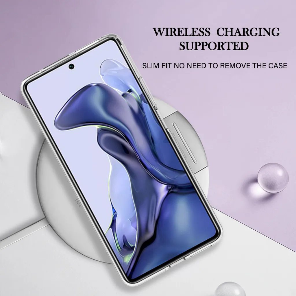 LINER Cover Per Xiaomi 11T Pro/11T - Custodia Sottile In Silicone TPU Con Retro In Vetro Sfumato Viola - Antigraffio E Antiurto