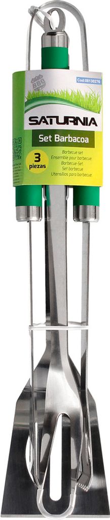 Grill-Set 3-teilig (Spatel, Zange und Gabel) 34,5 cm.