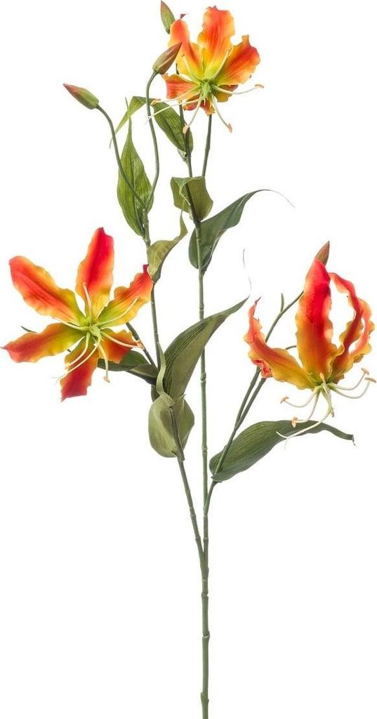 artplants.de Künstlicher Zweig Gloriosa TROFEL, orange-gelb, 90cm - Deko Gloriosazweig