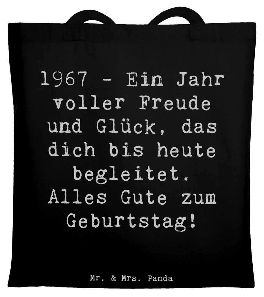Mr. & Mrs. Panda Einkaufstasche Spruch 1967 Geburtstag Freude - Schwarz - Geschenk, Geburtsjahr, Jutetasche, Geschenkideen, Geburtstagsgeschenk, Gl...