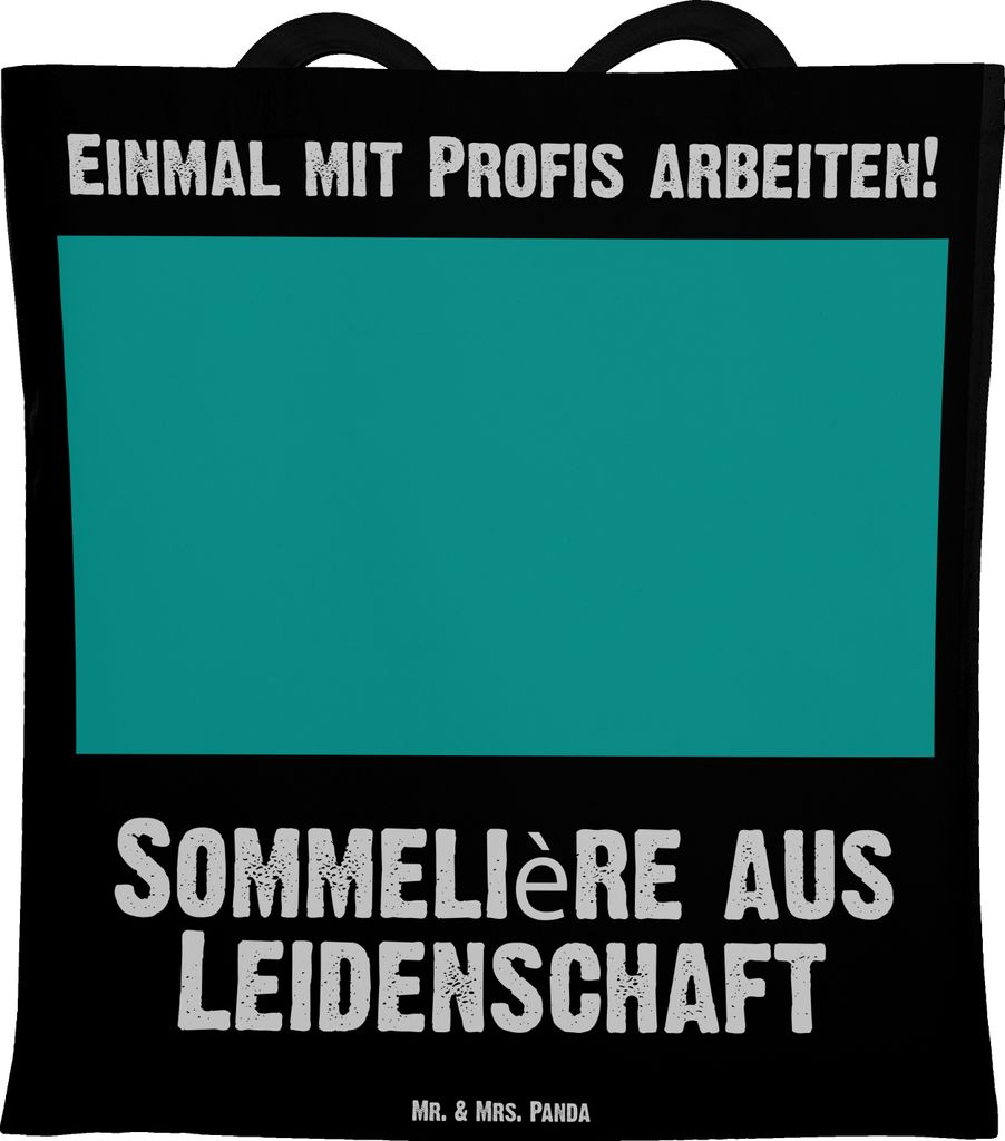 Mr. & Mrs. Panda Tote Bag Sommelière Leidenschaft - Schwarz - Geschenk, Schultasche, Shopping Tasche, Jutebeutel, Laptoptasche