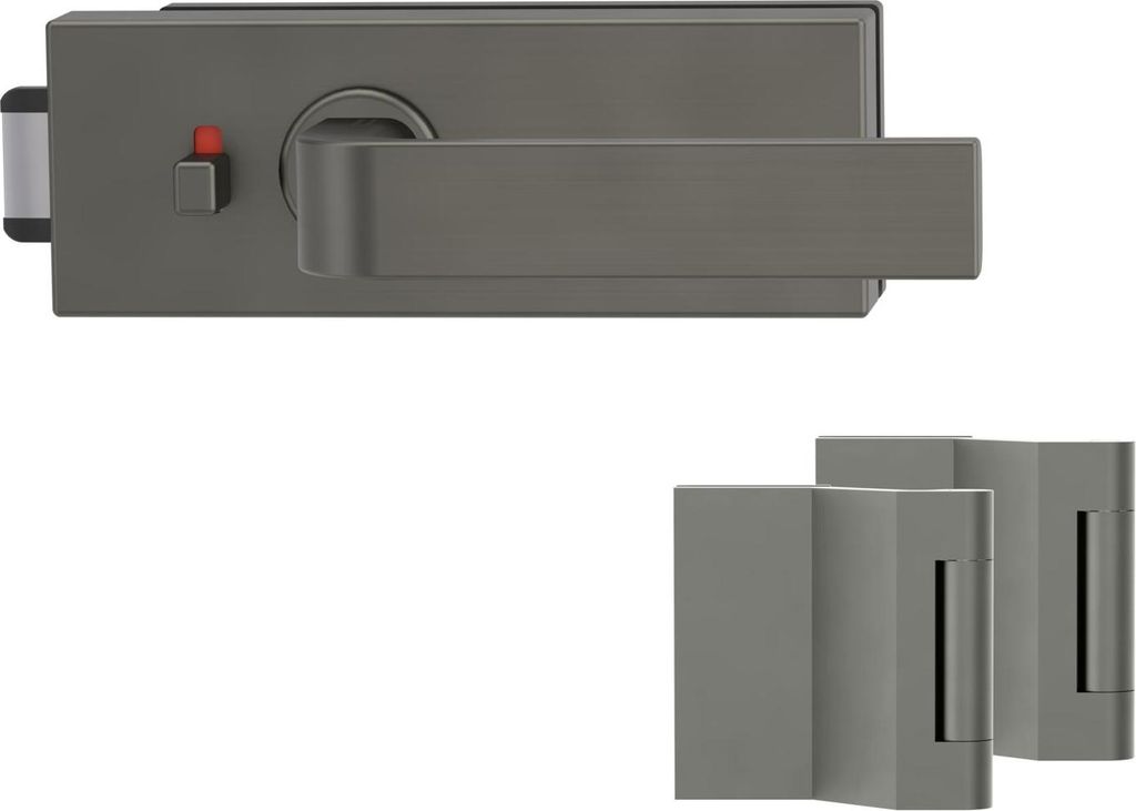 Griffwerk PURISTO S -Kaschmirgrau Ganzglastürbeschlagset -3-teiliger Bandsatz -mit Griff DESM GRAPH -EM -smart2lock