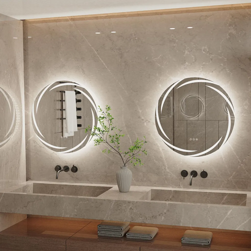 Miroir de salle de bain LED Vrygle rond 60 cm avec rétroéclairage design - 5