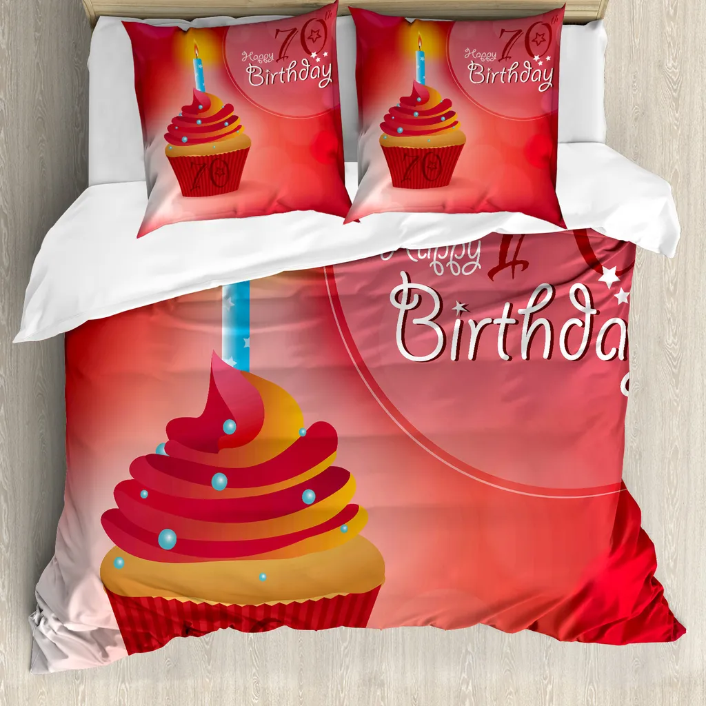 Copripiumino 70° Compleanno ABAKUHAUS 155x220 - Regalo Rosso e Arancione