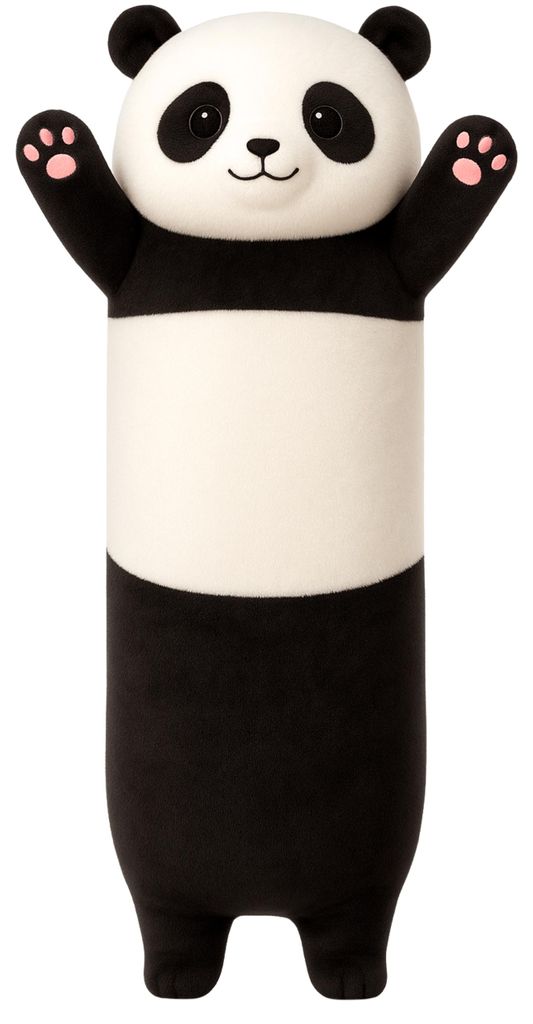 Pluche Panda Mascotte Kussen Langwerpige Roller Zwart En Productafbeelding 