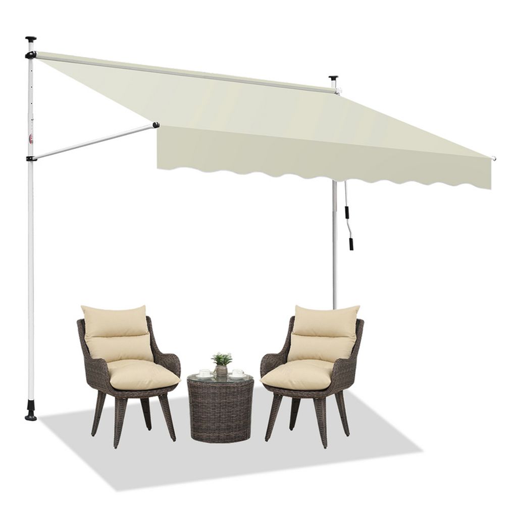 Fiqops Markise Klemmmarkise Einziehbar Sonnenmarkise Sonnenschutz Balkon ohne Bohren 200x120cm