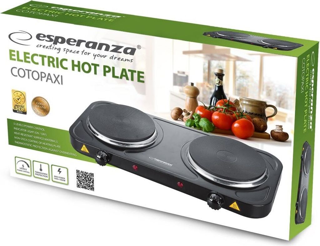 Esperanza Elektroherd Cotopaxi Tragbar 2 Brenner 2000 W Produktbild 12