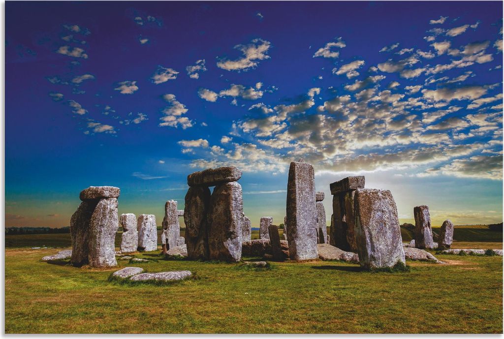 ARTland Wandbild Alu für Innen & Outdoor Steinkreis aus der Jungsteinzeit Größe: 90x60 cm