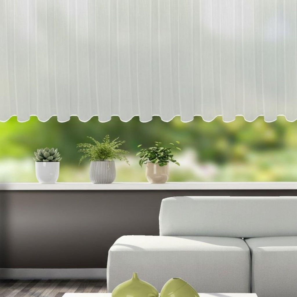Fensterstore Feinstruktur - Fertigstore mit Gardinenband: Weiß / 145x450cm Farbe: Weiß Größe (HxB): 145x450cm