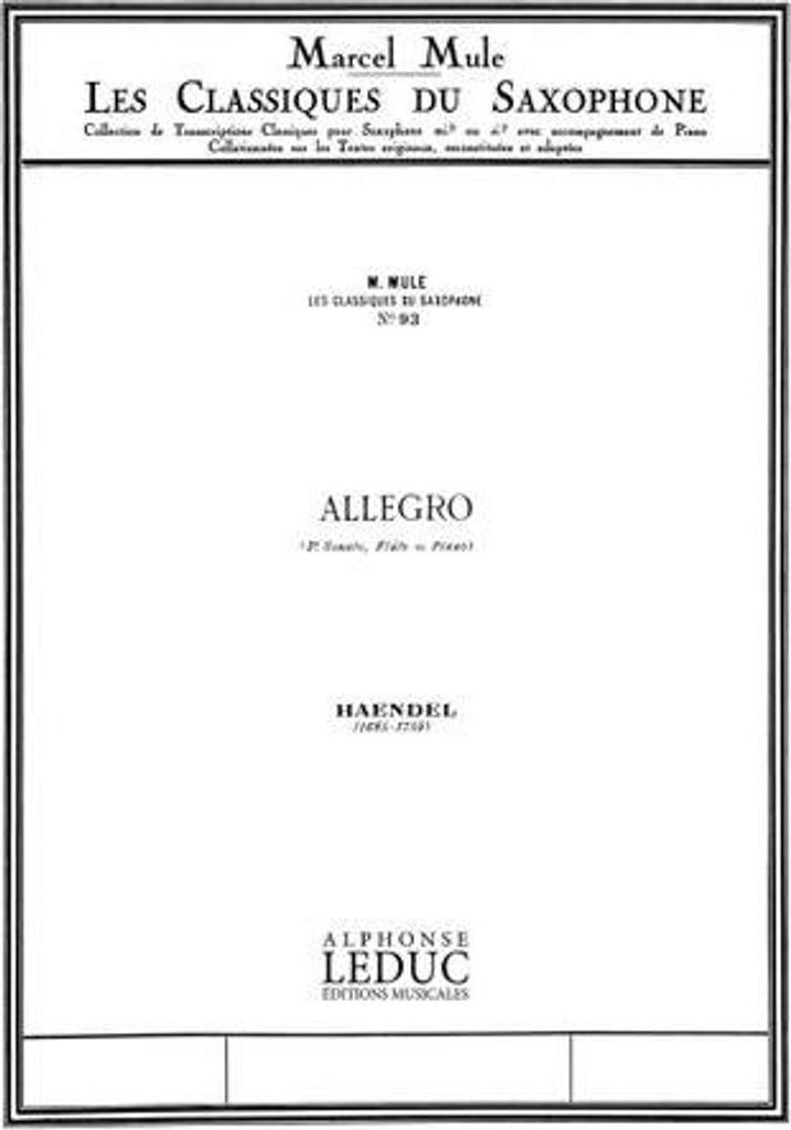 Allegro de la sonate no.3 pourflute et piano pour saxophone