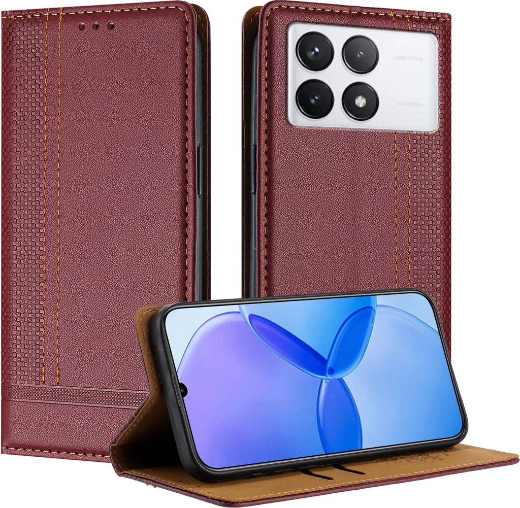 Cover Viaggio Xiaomi Redmi K70 / K70 Pro - Stand Pelle Rosso Scuro - 1