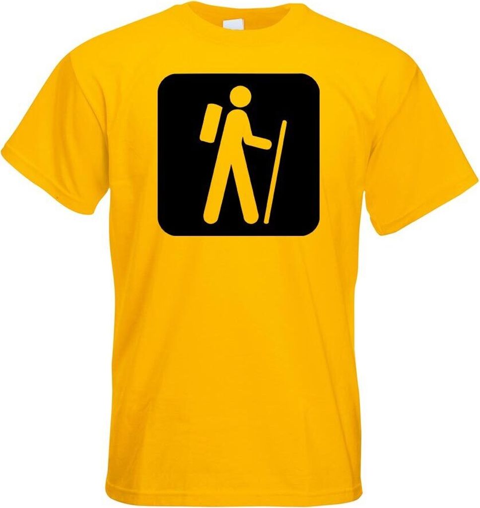 Kiwistar - T-Shirt - gelb - Wanderweg Wanderung Piktogramme Herren Funshirt Bedruckt Design Sprüche Spruch Motive - mit Motiv Bedruckt - Funshirt ...