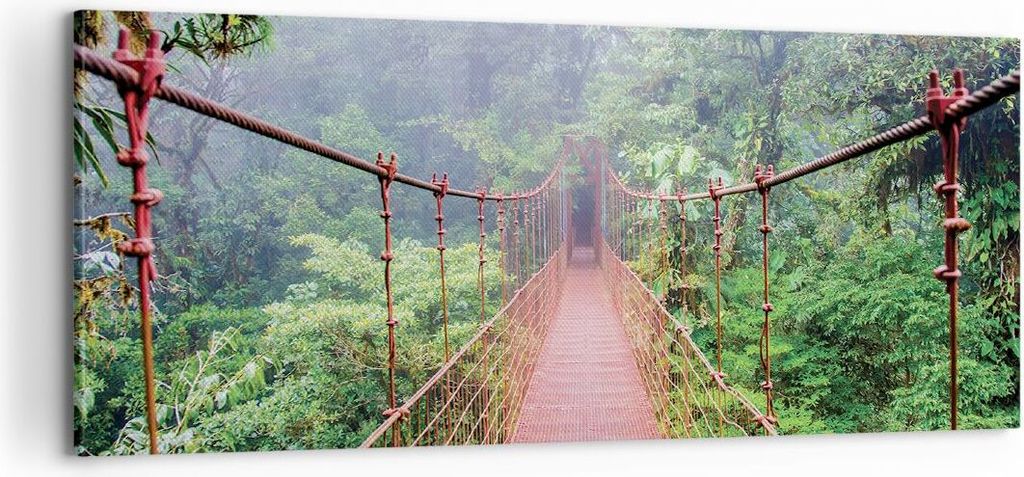 Bild auf Leinwand - Leinwandbild - Einteilig - Brücke ausgesetzt Costa Rica - 100x40cm - Wand Bild - Wanddeko - Wandbilder - Leinwanddruck - Bilde...