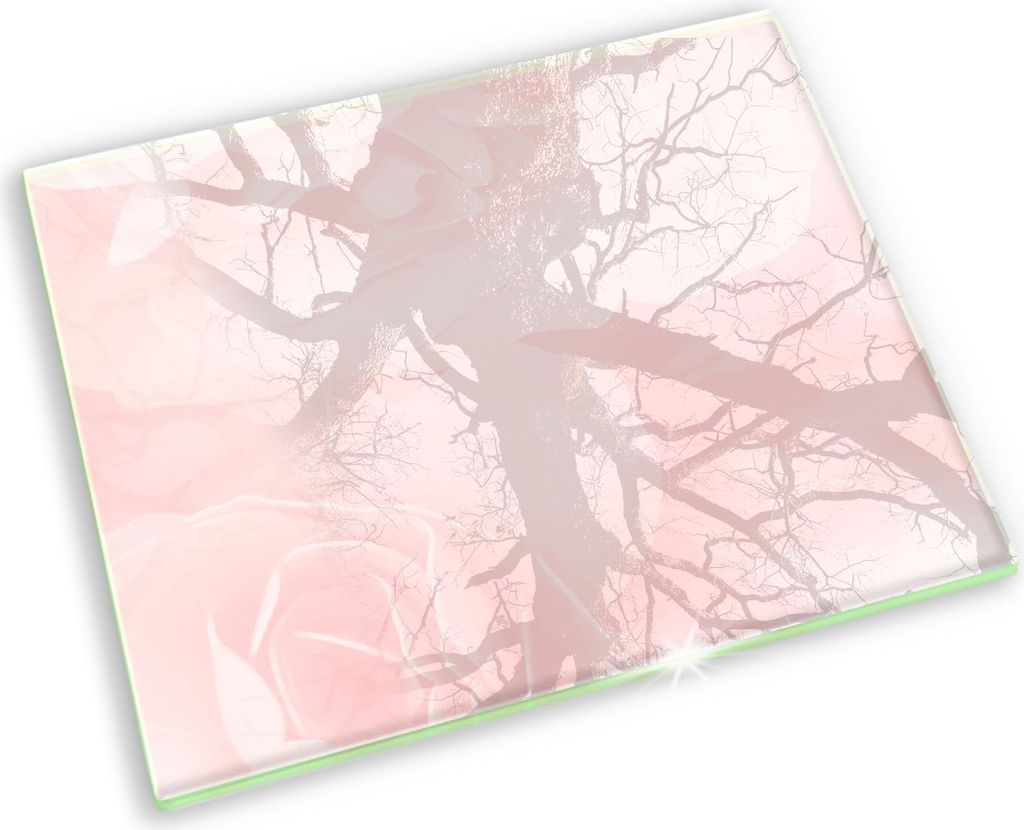 Unterlage für Kerzen Minimalistisch Glas Gummifüße - 60x52 cm - Pastellfarbene Hintergrundrosen