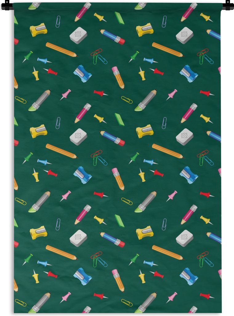 MuchoWow Wandteppich Wandbehang Büro - Muster - Bleistifte 120x180 cm Tapisserie Dekoration Wandtuch - Schlafzimmer - Dekorationen für das Haus