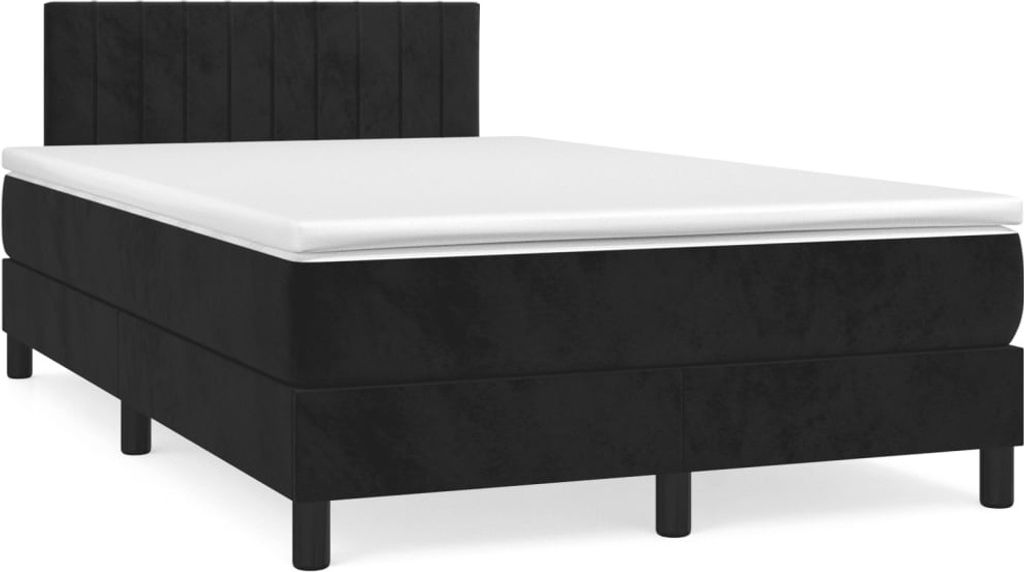 CLORIS Boxspringbett mit Matratze & LED Schwarz 120x190 cm Samt 3270167