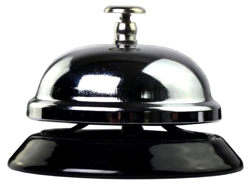 Klassische Silberne Pressglocke aus Metall mit Klarem und Lautem Klang für Rezeption und Küche, Einfache Aufbewahrung
