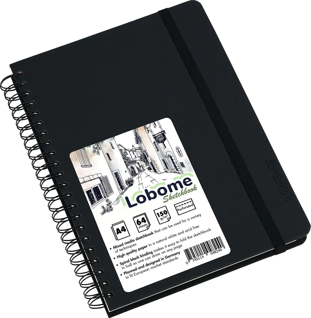 Lobome Carnet de Croquis A4 Mixed Media 64 Feuilles Spirale 150g