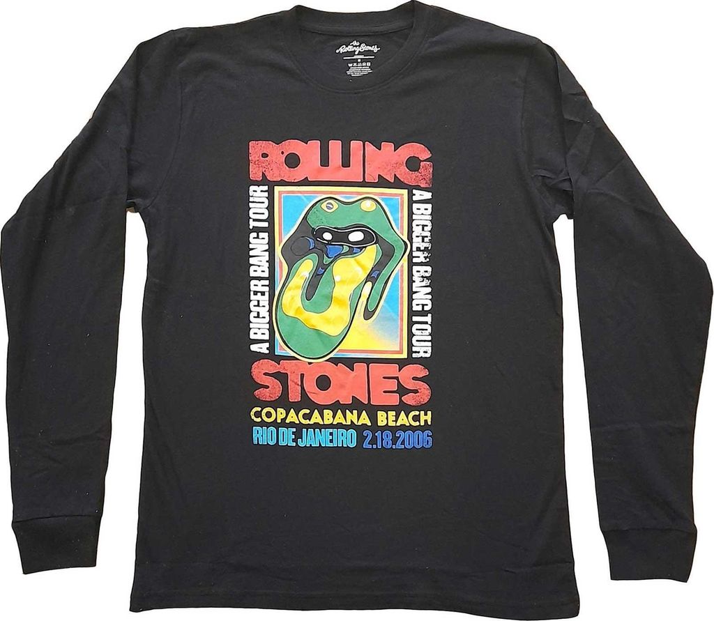 The Rolling Stones - "Copacabana Beach" T-Shirt für Herren/Damen Uni Langärmlig RO3895 (L) (Schwarz)