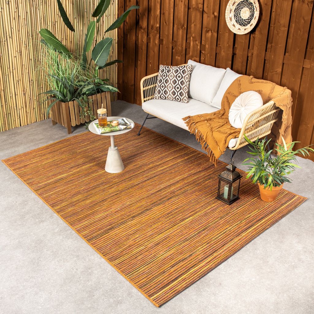 Volero - Outdoor Teppich - Torres Orange Meliert - 160x230 cm - Wohnzimmer, Esszimmer, Balkon, Garten, Terrasse - Modern