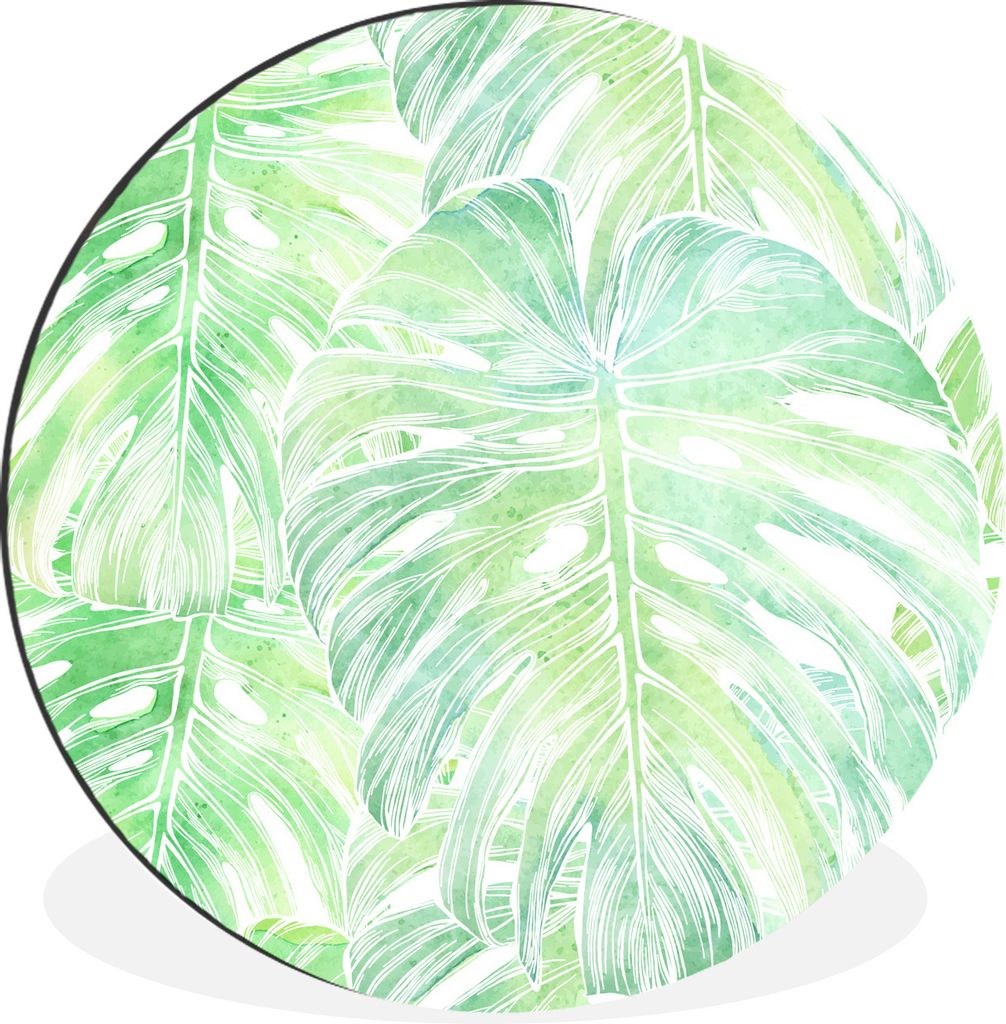 MuchoWow Aluminium Wandkreis Malerei - Aquarell - Grün Ø 60 cm Wanddeko Modern Wohnzimmer - Wand Kreis - Wandbild - Schlafzimmer - Aluminium Bi...