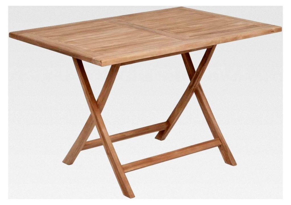 Teak Klapptisch KURSI ca. L120cm Natur Esstisch Gartentisch Tisch Massivholz