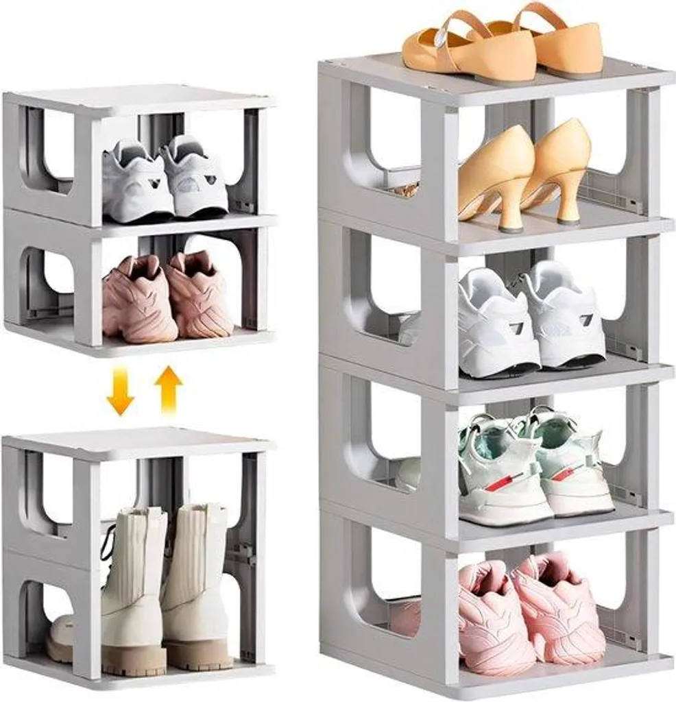 Organisateur chaussures 5 niveaux en métal gris argenté ultra robuste