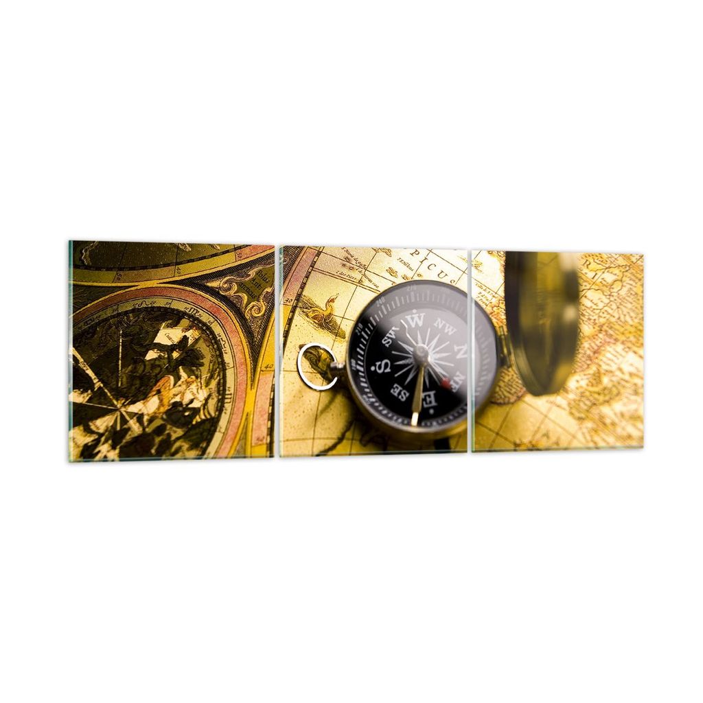 Bilder auf glas - Abstrakt kommunikation kompass erde - 150x50cm - Glasbilder - Wandbilder - Kunstdruck - Wanddekoration aus Glas - Glas Bilder - W...