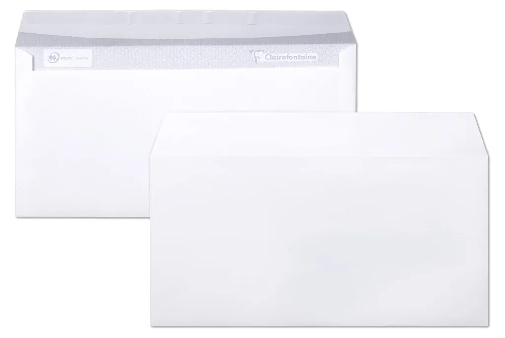 Clairefontaine 9915C Lot d'enveloppes blanches DL 110x220 mm Premium