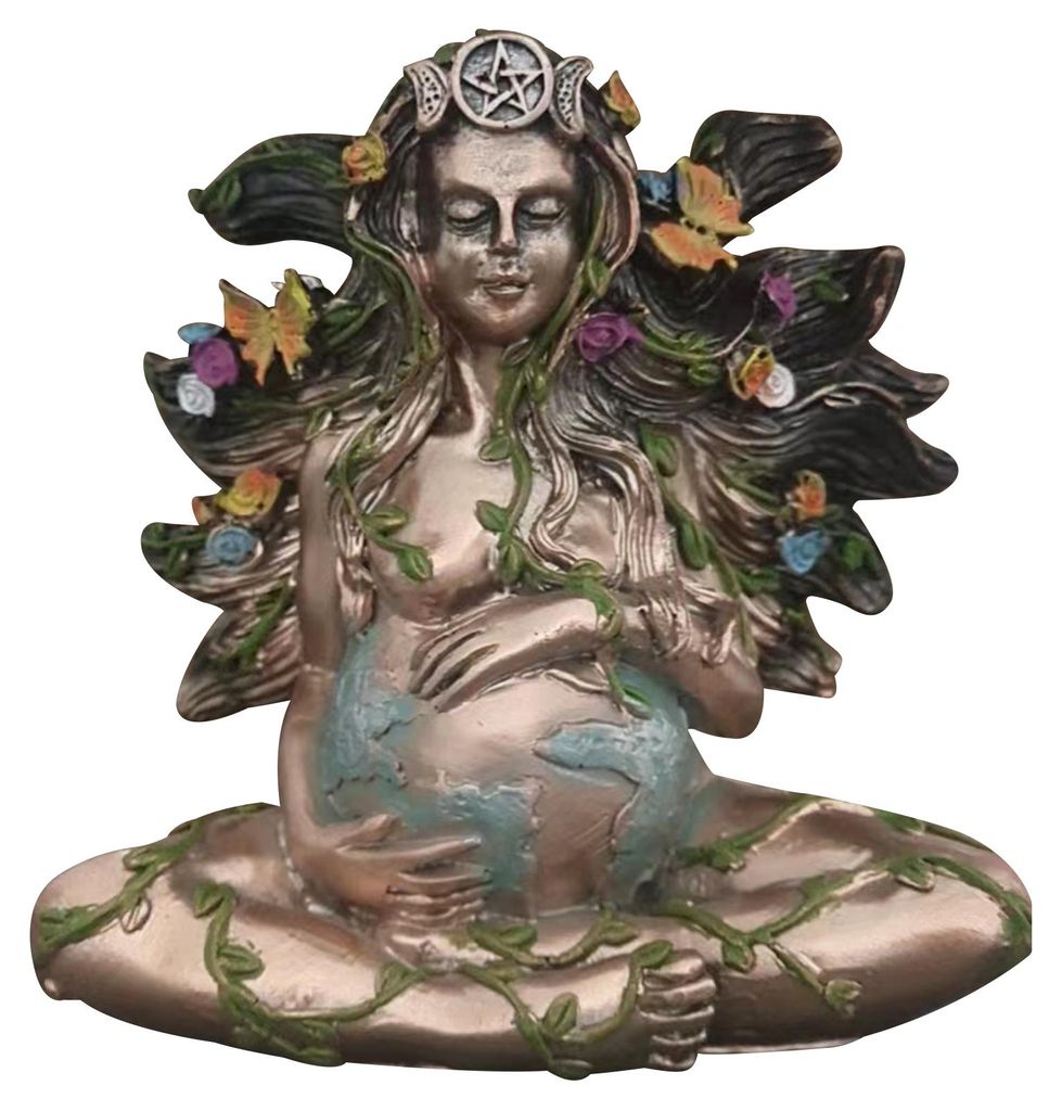 Mutter-Erde-Statue, künstlerisch handbemalt mit Schmetterling, realistische dreidimensionale Dekoration, Geschenk, Mutter-Erde-Gaia-Fee, mythische...