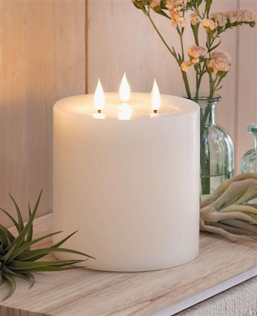 XXL LED 3 Docht Kerze "Classic" aus Echtwachs, Ø 15x18 cm, Produktbild 