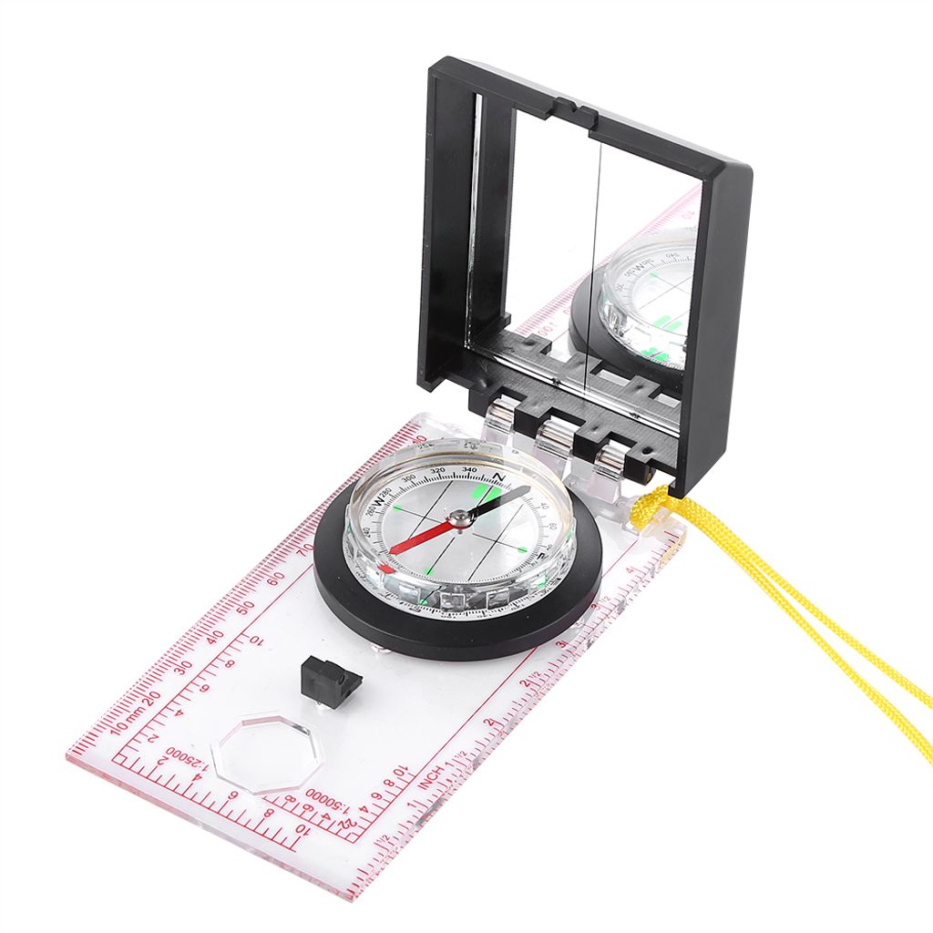 Multifunktionaler Kompass mit Mapping Lineal und Spiegel Notfall-Kit für Outdoor-Aktivitäten