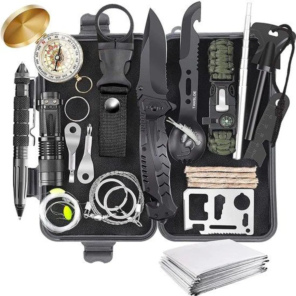 Kit de survie robuste 30 en 1 avec outils tactiques en acier inoxydable