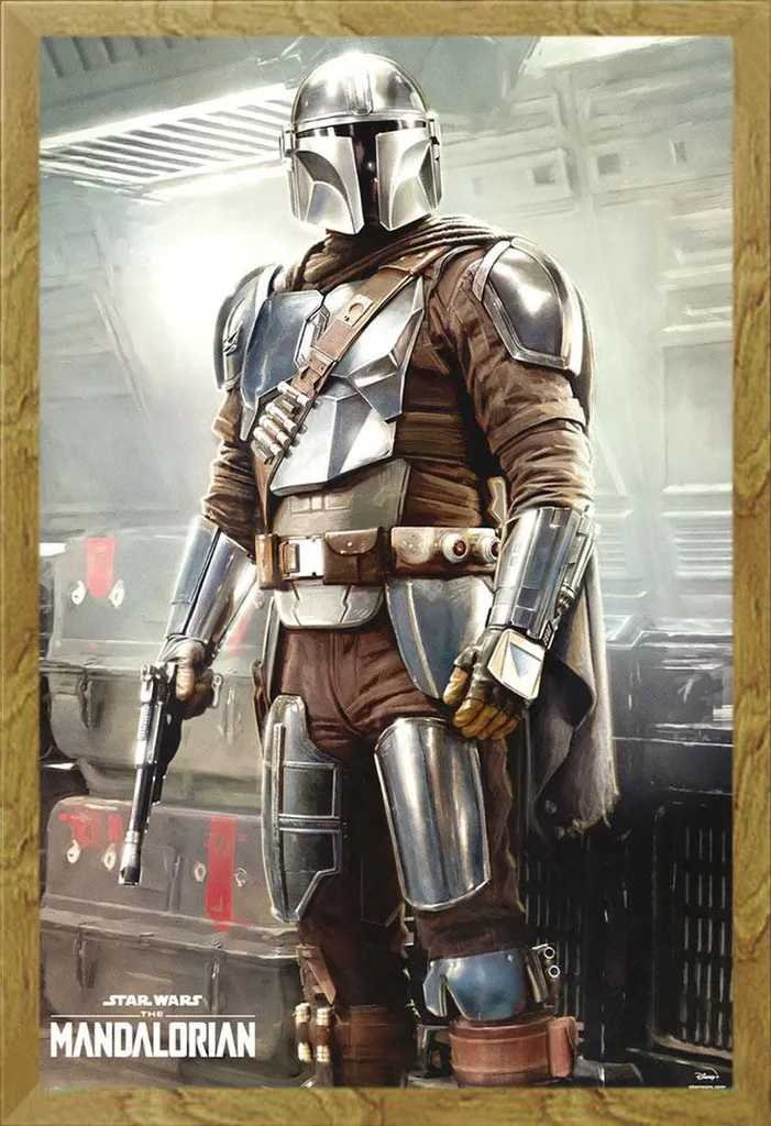 Star Wars - Poster - The Mandalorian - This is the Way + cornice rimovibile, Shinsuke® Maxi MDF oak, vetro acrilico