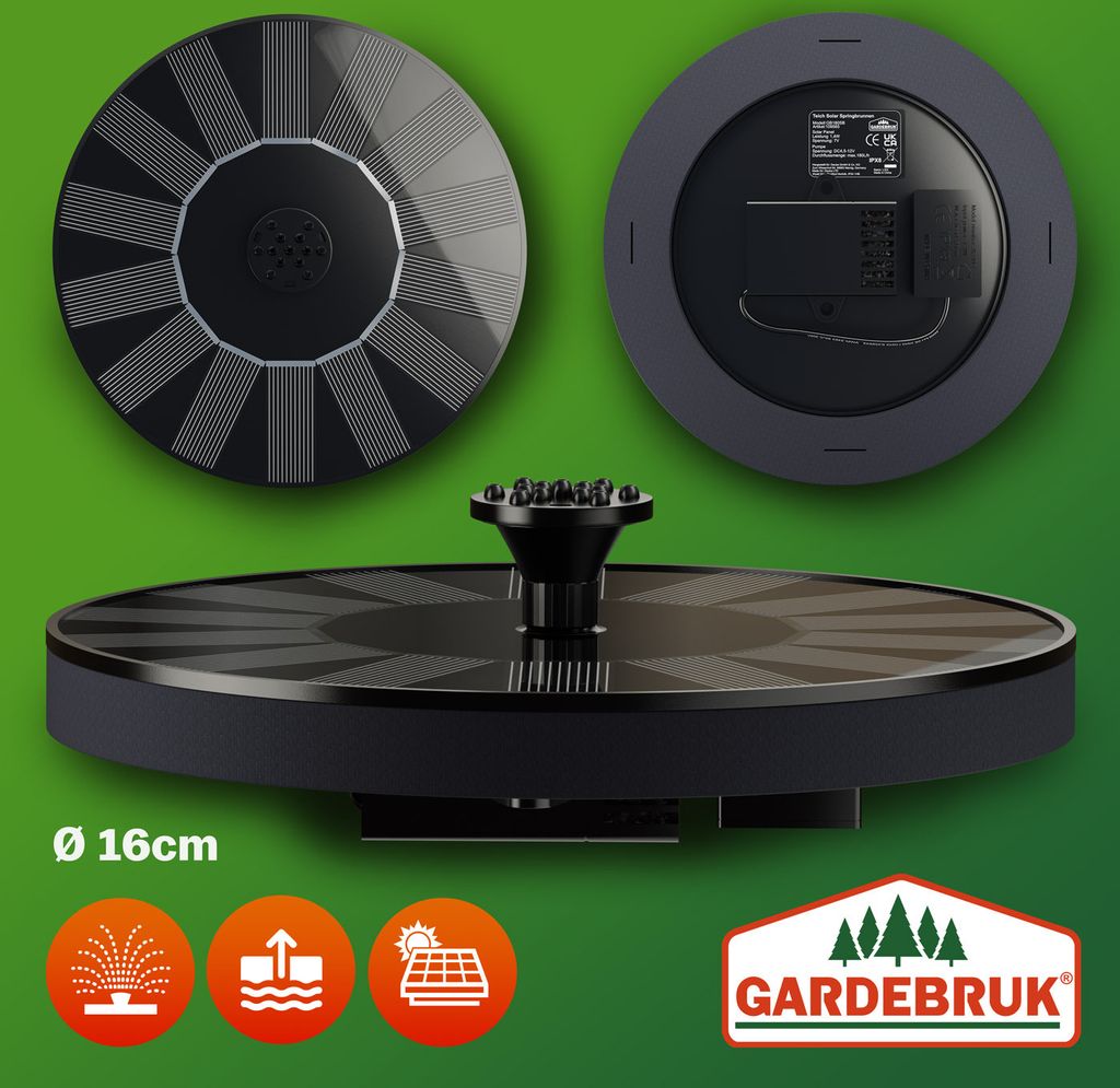 GARDEBRUK® Solar Springbrunnen 7 Effekte 180L/h Solarpanel Produktbild 9