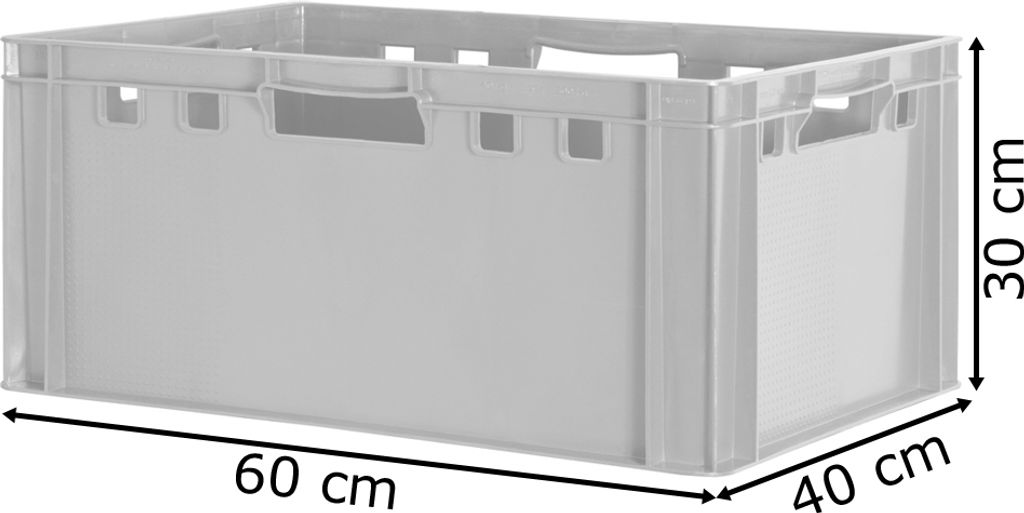 BURI Fleischkiste E3 Grau - Lebensmittelechte Eurobox 60x40x30cm Aus Deutschland