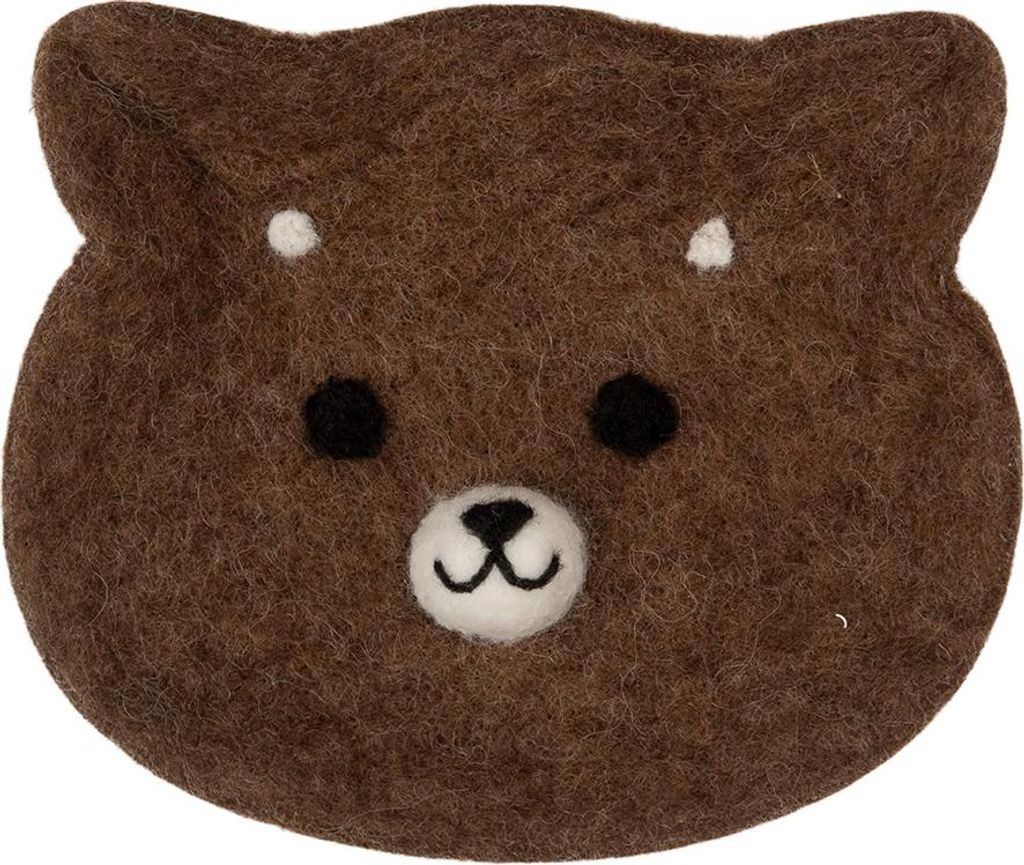 Clayre & Eef Dekoration Schale Bär 15x13x3 cm Braun Filz