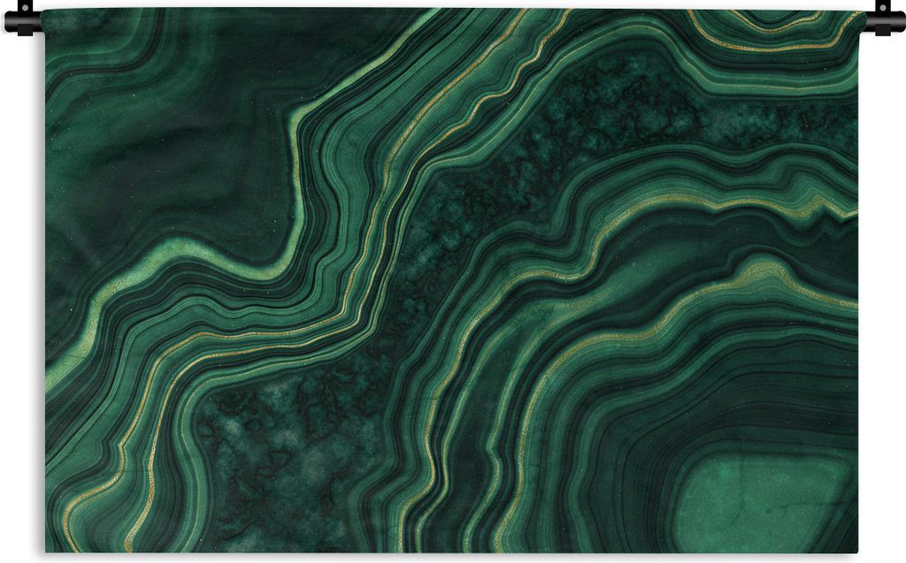 MuchoWow Wandteppich Wandbehang Marmor - Schwarz - Gold 150x100 cm Tapisserie Dekoration Wandtuch - Waschbar - Tapisserien - Wand-Decke